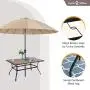 Sophia & William Patio Dining Set 7 Pieces Metal Furniture Set Outdoor, 6 x Patio Dining Swivel Chairs Padded with 1 6 Person Wood Like Umbrella Table for Lawn Garden