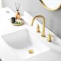 Brushed Gold 8 Inch 2 Handles 3 Holes Hexagonal Widespread Bathroom Faucet by Phiestina, Bathroom Sink Faucet with Stainless Steel Metal Pop Up Drain,NS-WF001-6-BG