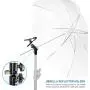 LimoStudio Heavy Duty Metal Clamp Clip Holder Light Stand Mount Bracket with Umbrella Reflector Holder, Female Screw Adapter Thread Brass and 5/8'' Light Stand Attachment for Reflector, AGG1809 LimoStudio Heavy Duty Metal Clamp Clip Holder Light Stand Mount Bracket with Umbrella Reflector Holder, Female Screw Adapter Thread Brass and 5/8'' Light Stand Attachment for Reflector, AGG1809