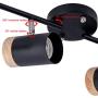 TeHenoo Adjustable Track Lighting Kit, 4-Lights Ceiling Light GU10 Bulb with Metal and Wood Shade for Living Room, Kitchen, Utility Room (Black)