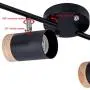 TeHenoo Adjustable Track Lighting Kit, 4-Lights Ceiling Light GU10 Bulb with Metal and Wood Shade for Living Room, Kitchen, Utility Room (Black)