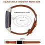 Genuine Leather Bands Compatible for Fitbit Charge 4 / Charge 3 / Charge 3 SE Bands, Classic Replacement Accessories Strap Genuine Leather Wristbands Metal Women Men Small Large Brown