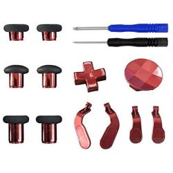 Replacement 12 Pieces in 1 - Metal Mod 6 Swap Thumbsticks Joysticks, Metal 4 Paddles & 2 Dpads with T8 Tool for Xbox One Elite Controller - Red