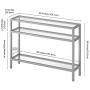 Henn&Hart AT0173 Industrial Console Sofa Table, 3-Tier Open Shelf Entryway/Hallway Table for Living Room, Multiple Co Modern Console Table, 42'', Silver