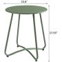 HollyHOME Small Round Patio Metal Side Snack Table, Accent Anti-Rust Steel Coffee Table for Garden, Modern Weatherproof Outdoor End Table, (H) 17.55'' x(D) 15.60'', Atrovirens