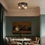 Vintage Semi Flush Mount Ceiling Light, Elibbren E26 Industrial Metal Cage Ceiling Light Fixture 3 Lights for Bedroom Kitchen Dining Room Living Room