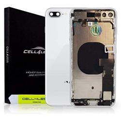 CELL4LESS Back Housing Assembly Metal MidFrame w/Major Components Pre-Installed Including Buttons for iPhone 8 Plus (White)