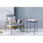HollyHOME Tray Metal End Table, Sofa Table Small Round Side Tables, Anti-Rust and Waterproof Outdoor & Indoor Snack Table, Accent Coffee Table,（H） 20.28'' x（D） 16.38'', Navy Blue