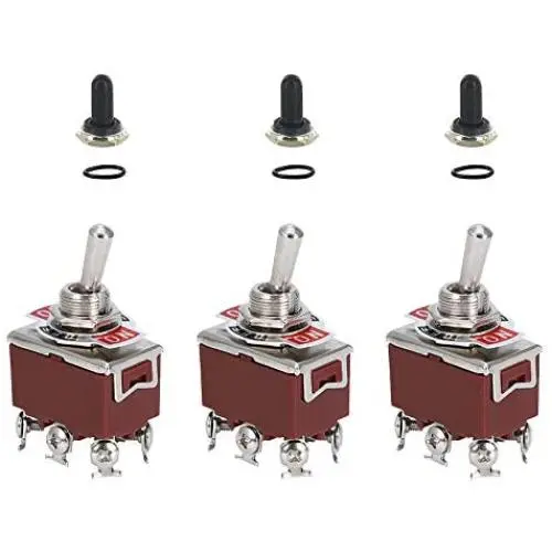 ESUPPORT Silver Contact Car Univeral Heavy Duty 20A 125V DPDT 6P On/Off/On Rocker Toggle Switch Metal Waterproof Boot Cap 12mm Pack of 3 ESUPPORT Silver Contact Car Univeral Heavy Duty 20A 125V DPDT 6P On/Off/On Rocker Toggle Switch Metal Waterproof Boot Cap 12mm Pack of 3
