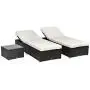 Outsunny 3-Piece Rattan Wicker Patio Chaise Lounge Set with 5 Backrest Angles, Thick Cushions, & Matching Table, Coffee Outsunny 3-Piece Rattan Wicker Patio Chaise Lounge Set with 5 Backrest Angles, Thick Cushions, & Matching Table, Coffee