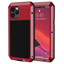 Lanhiem iPhone 11 Pro Case, Heavy Duty Shockproof [Tough Armour] Metal Case with Built-in Screen Protector, 360 Full Body Protective Cover for iPhone 11 Pro (5.8 Inch), Dust Proof Design -Red