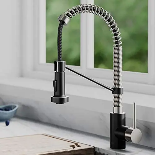 Kraus KPF-1610SFSMB Bolden 18-Inch Commercial Kitchen Faucet with Dual Function Pull-Down Sprayhead in All-Brite Finish, Spot Free Stainless Steel/Matte Black Kraus KPF-1610SFSMB Bolden 18-Inch Commercial Kitchen Faucet with Dual Function Pull-Down Sprayhead in All-Brite Finish, Spot Free Stainless Steel/Matte Black