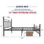 Metal Bed Frame Queen Size with Vintage Headboard and Footboard Platform Base Wrought Iron Bed Frame Black