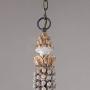 KunMai Retro Rustic 6-Light Sculpted Wood Rust Metal Clear Crystal Candle Style Chandelier