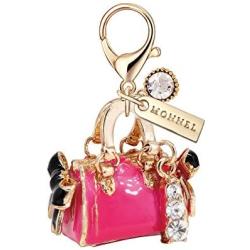 MC40 New Arrival Adorable Hot Pink 3D Pink Handbag Lobster Clasp Charms Pendants with Pouch Bag (1 piece)