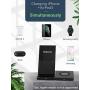 Wireless Charger, Fast Wireless Charging Stand, 2-in-1 Wireless Charging Station Dock for iPhone 12/11/Pro/Max/X/Xs/XR/AirPods2, Samsung Galaxy Note/Watch/Buds