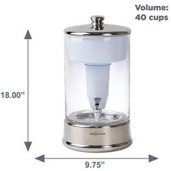 ZeroWater (ZBD-040-1) 40 Cup Ready-Pour Glass Dispenser, BPA-Free, with Free Water Quality Meter, NSF Certified to Reduce Lead and Other Heavy Metals,Clear/Chrome