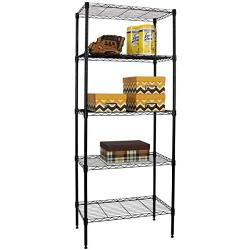 Storage Metal Utility Shelves, 5-Tier 24'' Steel Garage Storage Wire Shelving Unit, Adjustable 750Lbs Rust-Proof Storage Racks w/Leveling Feet, NSF Certification Shelf for Kitchen Office Garage