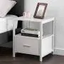 VECELO Modern Nightstand with Drawer Square End, Side Table for Bedroom, Living Room, Small Space, Night Stand with Open Shelf, Stable Metal Frame, White VECELO Modern Nightstand with Drawer Square End, Side Table for Bedroom, Living Room, Small Space, Night Stand with Open Shelf, Stable Metal Frame, White