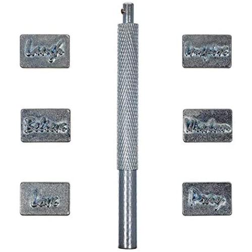 6 Piece Inspirational Word Metal Stamp Sets – Includes 6 Stamp Heads, 1 Handle, and Instructions – for Creating Jewelry, Art Pieces, and Décor (Inspire 1)