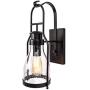 Rustic Wall Light Lantern with Retro Industrial loft Lantern Look in Rubbed Bronze Powder Coat Finish with Wine Bottle Pioneer jug Glass