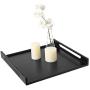 MyGift Large Modern Square Matte Black Metal Serving Tray with Curved Cutout Handles - 16 x 16
