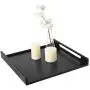 MyGift Large Modern Square Matte Black Metal Serving Tray with Curved Cutout Handles - 16 x 16