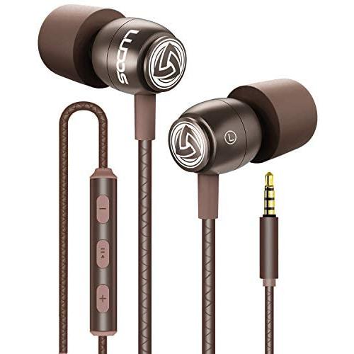 LUDOS Clamor Wired Earbuds in Ear Headphones with Microphone, Earphones with Mic and Volume Control, Memory Foam, Reinforced Cable, Bass Compatible with iPhone, Apple, iPad, Computer, Laptop, PC