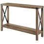 Walker Edison Sedalia Modern Farmhouse Metal X Entry Table, 46 Inch, Brown Reclaimed Barnwood