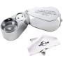 MSLAN 40X Full Metal Illuminated Jewelers Magnifier,Best Pocket Folding Magnifying Glass Jewelers Lens Eye Loupe with LED Light(LED Currency Detecting/Jewelry Identifying Type)