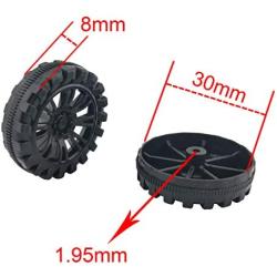 EUDAX 30mmx8mm Plastic Roll 2mm Dia Shaft Toys Wheel and 2mmx100mm STEM Shaft Round Rod Axles for DIY Toy RC Car Truck Boat Helicopter Model Part (Black, 100pcs)