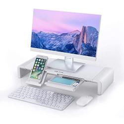 Monitor Stand Riser, Jelly Comb Foldable Computer Monitor Riser, Computer Stand with Storage Drawer, Phone Stand for Computer, Desktop, Laptop, Save Space (White)