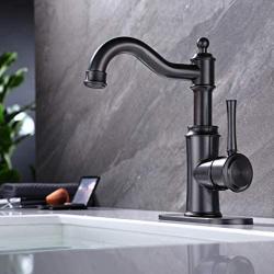 MEJOR Swivel Spout Single handle bathroom lavatory Faucet With Metal pop-up drain with overflow and CUPC water lines,Black Stainless,ME3507-BS