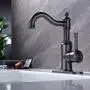 MEJOR Swivel Spout Single handle bathroom lavatory Faucet With Metal pop-up drain with overflow and CUPC water lines,Black Stainless,ME3507-BS