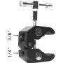 Super Clamp Camera Clamp w/ 1/4''-20 and 3/8''-16 Thread for Cameras, Lights, Umbrellas, Hooks, Shelves, Plate Glass, Cross Bars,Photo Accessories and More