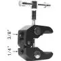 Super Clamp Camera Clamp w/ 1/4''-20 and 3/8''-16 Thread for Cameras, Lights, Umbrellas, Hooks, Shelves, Plate Glass, Cross Bars,Photo Accessories and More
