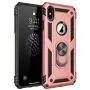 Military Grade Drop Impact for iPhone Xs Case iPhone X Case 360 Metal Rotating Ring Kickstand Holder Built-in Magnetic Car Mount Shockproof Cover for iPhone Xs X Protection Case (Rose Gold)
