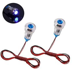 smseace 2PCS Blue DC/AC12V-24V Energy Saving 5/16‘’ Indicator Light Mounting Hole 8mm with 1M Cable Length Metal Waterproof LED Indicator Light DQ-8-B-1M