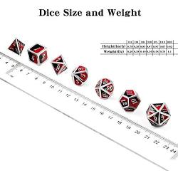 Metal Game Dice Set D&D,DNDND Heavy Metallic DND Dice Set with Grogeous Gift Metal Tin for Dungeons and Dragons Tabletop Games Blender Red and Black