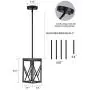 Modern Black Pendant Light with Metal Cage, One-Light Adjustable Rods Industrial Mini Pendant Lighting Fixture for Kitchen Island Cafe Bar Farmhouse, Black Modern Black Pendant Light with Metal Cage, One-Light Adjustable Rods Industrial Mini Pendant Lighting Fixture for Kitchen Island Cafe Bar Farmhouse, Black