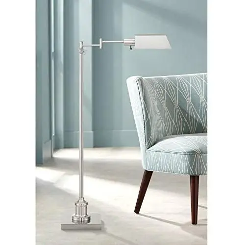 Jenson Modern Pharmacy Floor Lamp Adjustable Swing Arm Brushed Nickel Metal for Living Room Reading Bedroom Office - Regency Hill Jenson Modern Pharmacy Floor Lamp Adjustable Swing Arm Brushed Nickel Metal for Living Room Reading Bedroom Office - Regency Hill