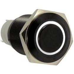 ESUPPORT 19mm 12V 5A Car White LED Light Angel Eye Metal Push Button Toggle Switch Socket Plug Latching Black Shell