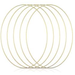 5 Pieces Large Metal Floral Hoop Wreath Macrame Gold Hoop Rings for Making Wedding Wreath Decor and DIY Dream Catcher Wall Hanging Crafts (10 Inch)