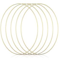 5 Pieces Large Metal Floral Hoop Wreath Macrame Gold Hoop Rings for Making Wedding Wreath Decor and DIY Dream Catcher Wall Hanging Crafts (10 Inch)