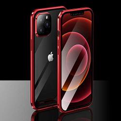 iPhone 12 Mini Case Clear Tempered Glass Magnetic 360 Degree Protective CeeDoo Cover with Camera and Screen Protector, (5.4''- Red)