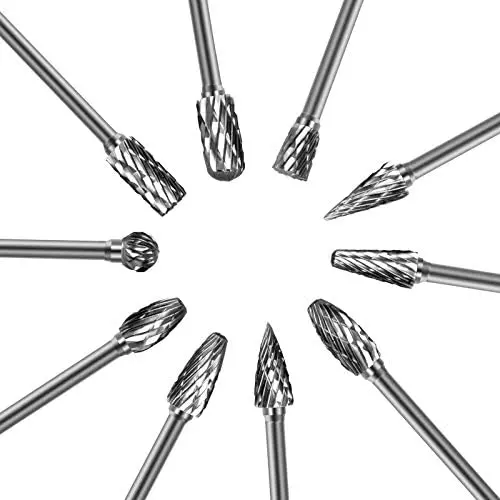 Loggers Art Gens 10Pcs Double Cut Carbide Burr Set on 1/8Inch Shank with 1/4 Inch Head Assorted Double Cut Solid Carbide Rotary Burr Set for Wood-working Carving, Metal Polishing, Engraving, Drilling Loggers Art Gens 10Pcs Double Cut Carbide Burr Set on 1/8Inch Shank with 1/4 Inch Head Assorted Double Cut Solid Carbide Rotary Burr Set for Wood-working Carving, Metal Polishing, Engraving, Drilling