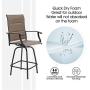 PHI VILLA Swivel Bar Stools Outdoor Kitchen Bar Height Patio Chairs Padded Sling Fabric, All-Weather Patio Furniture, 2 Pack