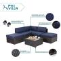 PHI VILLA Outdoor Rattan Sectional Sofa- Patio Wicker Furniture Set (6-Piece 3)