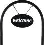 Sunnydaze Hanging Basket Planter Stand with Metal Welcome Sign, Indoor/Outdoor Plant Holder, 45 Inch