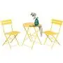 Grand patio 3pc Metal Folding Bistro Set, 2 Chairs and 1 Table, Weather-Resistant Outdoor/Indoor Conversation Set for Patio, Yard, Garden-Yellow Grand patio 3pc Metal Folding Bistro Set, 2 Chairs and 1 Table, Weather-Resistant Outdoor/Indoor Conversation Set for Patio, Yard, Garden-Yellow